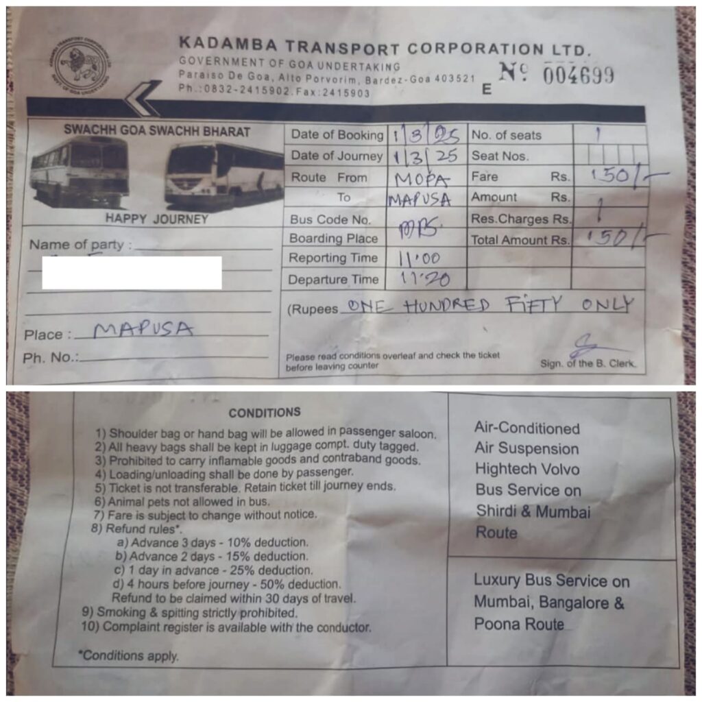 Mopa airport to Mapusa bus shuttle service